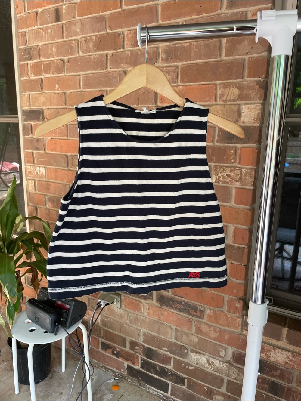 rag & bone Navy and White Striped Cropped Tank Small #60